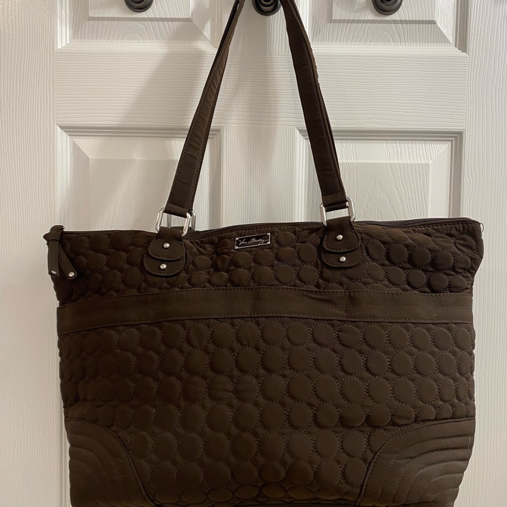Vera Bradley Brown Quilted Tote Baby Diaper Bag with changing pad Very Clean
